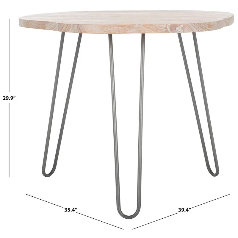 SAFAVIEH Lozka Wood Top Grey / White Wash Dining Table - 39.4 x 35.4 x 29.9 - 39Wx35Dx30H