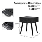 Julian Mid-century Modern End Table with Charging Station Set of 2 by HULALA HOME