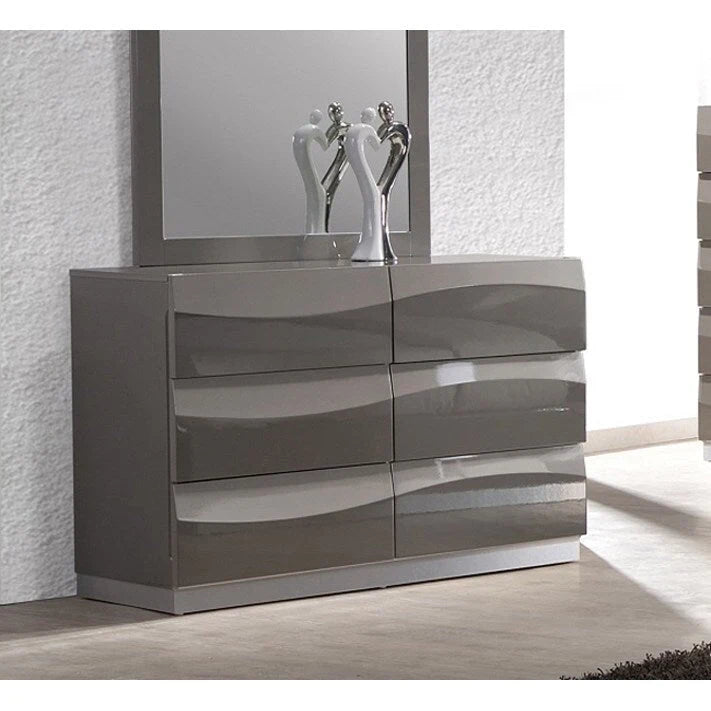 Somette 4-piece Devlin Grey Glossy King-size Bedroom Set